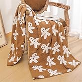 Gingerbread Man Christmas Throw Blanket, Luxury Soft Cozy Plush Fuzzy Flannel Blanket for Winter Couch Bed Sofa Chair, 50*70in