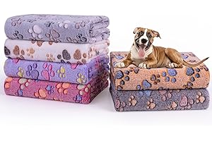Dono 1 Pack 6 Dog Blanket, Soft Fluffy Fleece Puppy Blanket for Small Medium Large Dogs Girl, Pink Paw Print Puppy Dog Cat Warm Sleep Mat Blankets Essentials for Dogs