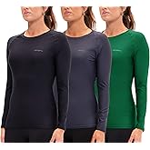 DEVOPS 3 Pack Women's Compression Shirt Dry Fit Long Sleeve Running Athletic T-Shirt Workout Tops