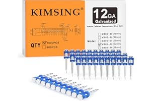 KIMSING 1-1/4 Inch Plastic Collated Concrete Pins, 1000PCS Box, 12 Gauge, Galvanized Blue Concrete Nails for Cordless Concret