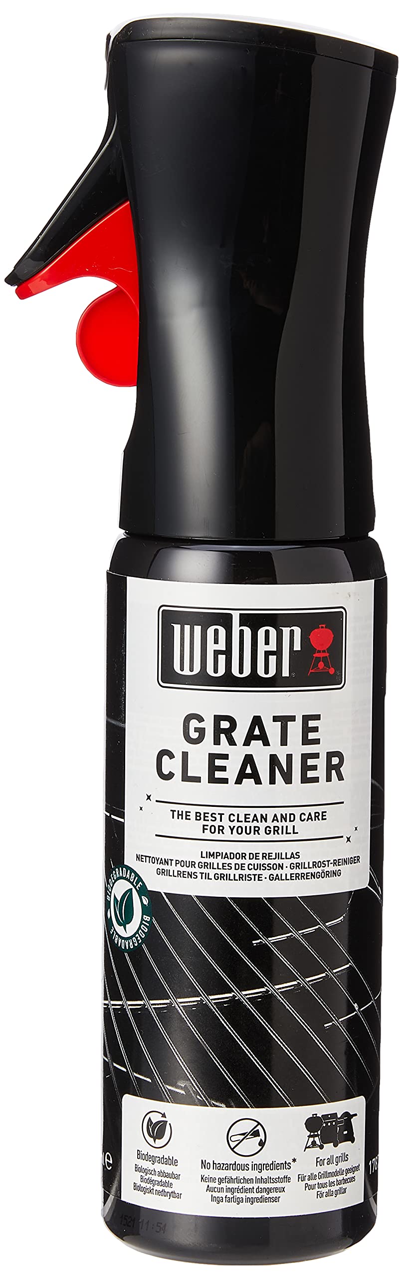 Weber Grate Cleaner/BBQ Cleaning Spray, Removes Grease, Dirt & Food Residue from Barbecue Cooking Grates, Safe for Food Contact, 300 ml