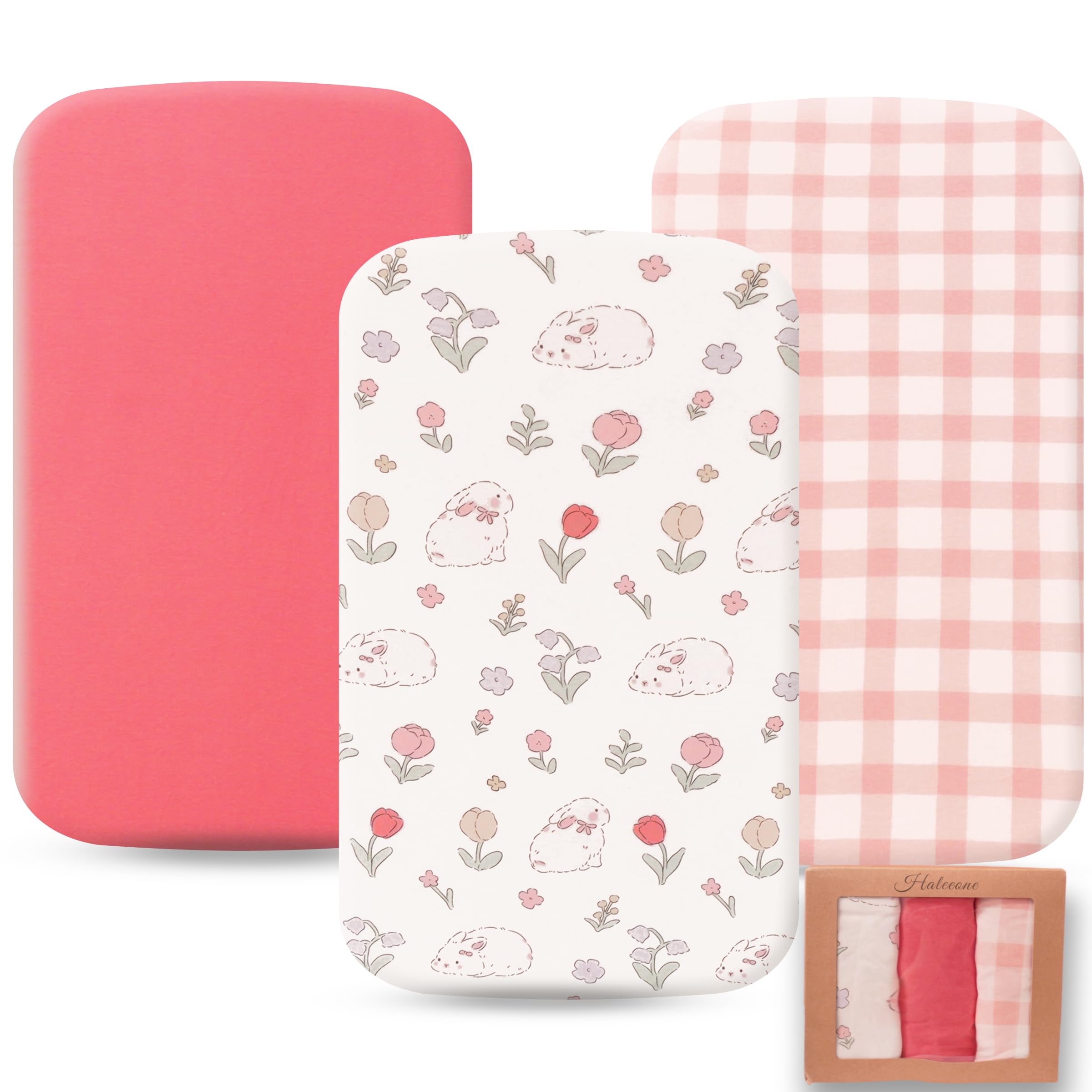 Photo 1 of 100% Jersey Cotton Bassinet Sheets 21"x35" Fits Airclub, venowu, Larex 3 in 1, and HARPPA Baby Bassinet, Super Soft and Breathable Bassinet Fitted Sheets, 3 Pack, Pink