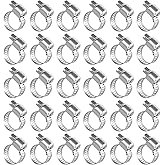 30PCS 304 Stainless Steel Hose Clamp Assortment Kit, 3/8'' - 5/8'' (10-16mm) Adjustable Worm Gear Fuel Line Clamp for Plumbin