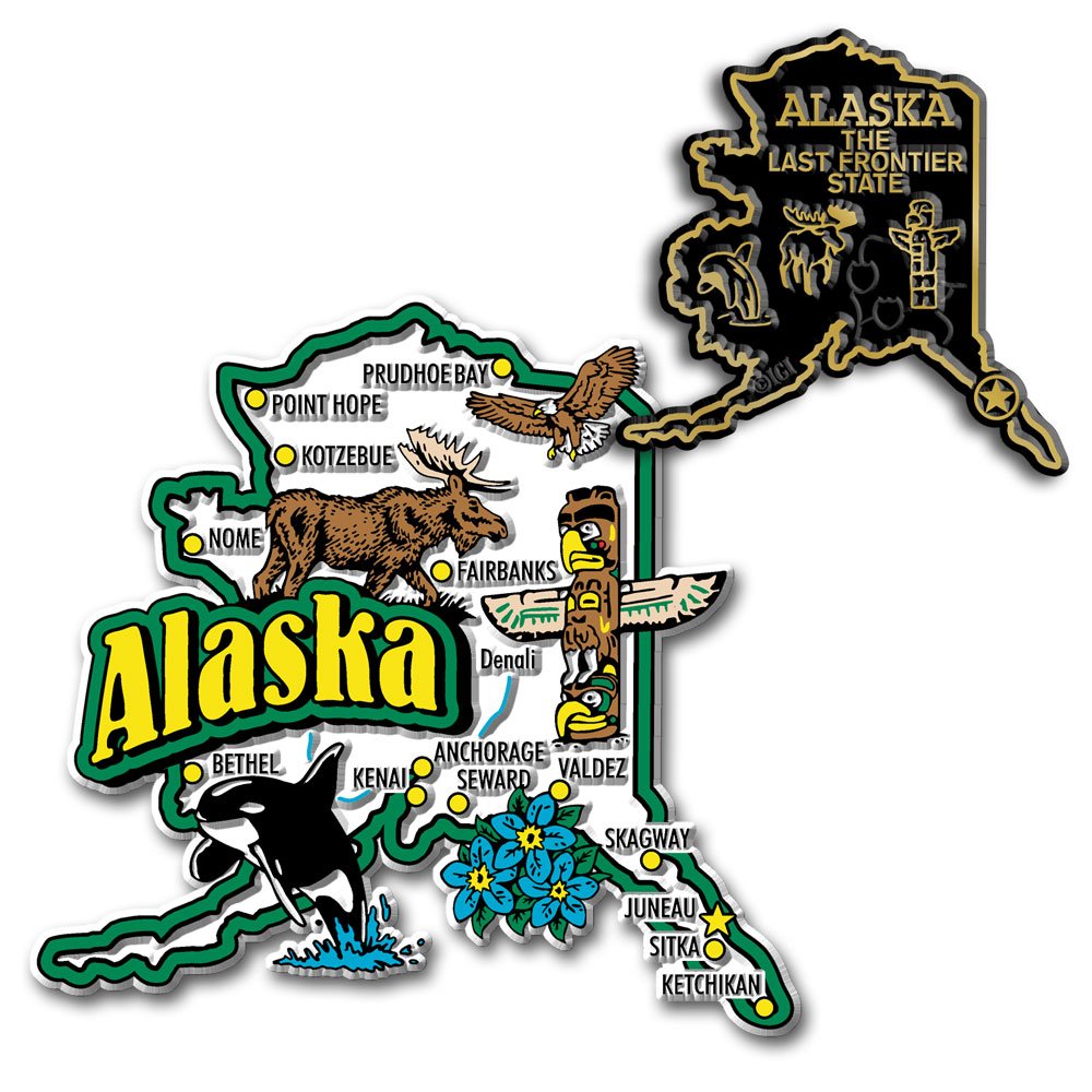 Jumbo & Small State Map Magnet Set - Alaska