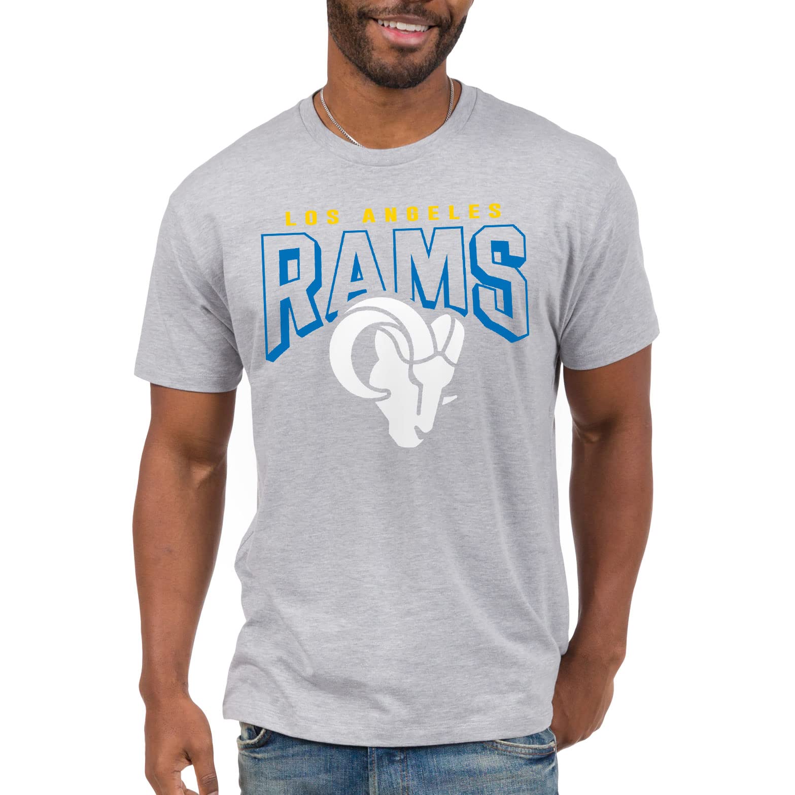 Junk Food Clothing x NFL - Los Angeles Rams - Bold Logo - Unisex Adult Short Sleeve Fan T-Shirt for Men and Women - Size Large Image