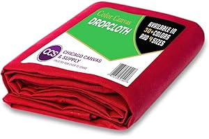 Heavy Purpose Canvas Drop Cloth by CCS CHICAGO CANVAS & SUPPLY Cotton Canvas Tarp Floor Furniture Protection Washable Reusable Duck Dropcloth Fabric Block Paint Dust Dirt, Red, 6 by 10 Feet