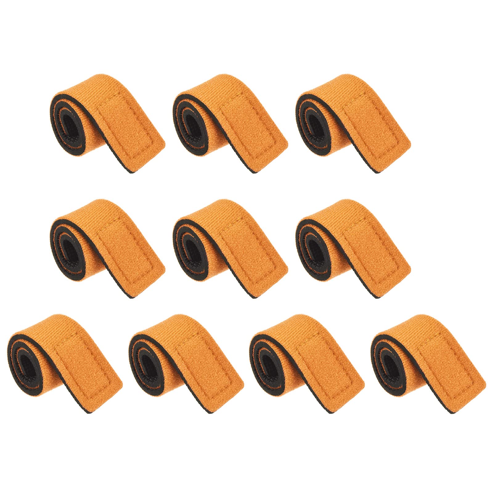 PATIKIL Fishing Rod Strap, 10 Pack 25cm Stretchy Belts Holders Pole Sleeve Cover for Boating, Orange