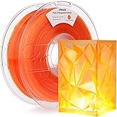 AMOLEN 3D Printer Filament Crystal PLA Transparent 1.75mm, Crystal Orange Clear Printing, Low Warping & No-Bubbles, Dimensional Accuracy +/- 0.02 mm, Fits Most FDM 3D Printers, 1kg Spool(2.2lbs)