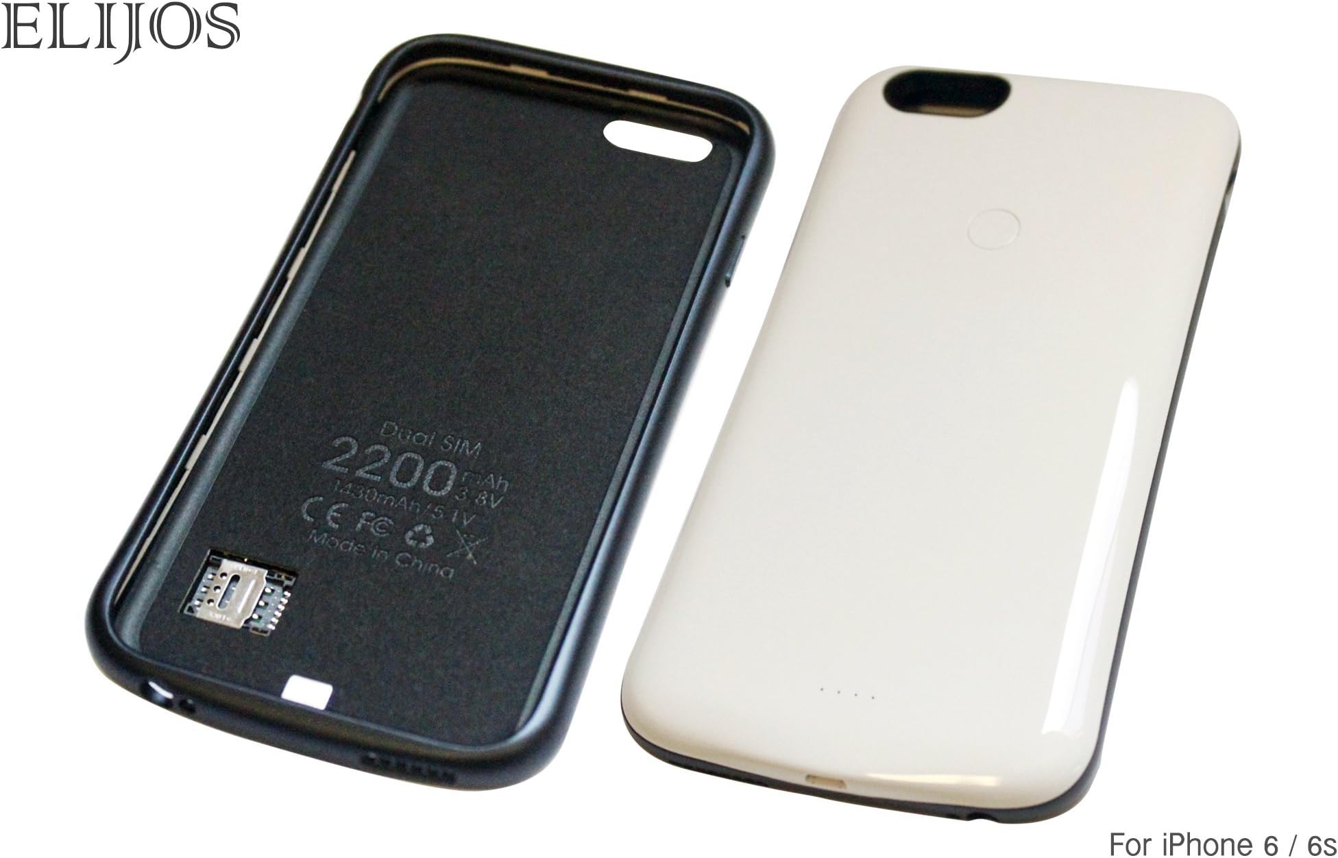 iPhone 6 / 6s 3 in 1 smart battery case (case / power bank / dual sim dual standby) (iOS 7.0 or Above, Bluetooth V4.0 or Above), 2200 mAh by ELIJOS