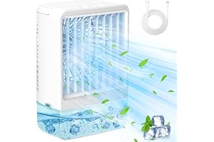 Small Portable Air Conditioners for Bedroom, Orvina 800ML Evaporative Air Cooler Fan with 7 Colors Light, Cool Mist & 2/4H Timer, 3 Speeds, Mobile Personal Air Conditioners for Room/Office/Desk