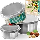 TAVVA Kids Snack Containers for School [12oz/ 7oz/ 3oz] - Stainless Steel Lunch Containers for Kids - Stainless Steel Lunch Box for Kid - Leakproof with Silicone Lids - Dishwasher & Freezer Safe
