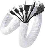 AGPTEK White Cable Tidy Sleeve 2 Pack 5ft - 1.2 Inch Wire Cover Cord Organizer view 1