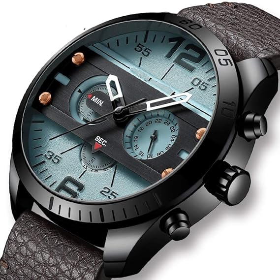 AWRYS Sport Herrenuhr Herren wasserdichte Multifunktions Militray Lederband Quarz Herrenuhr Uhr