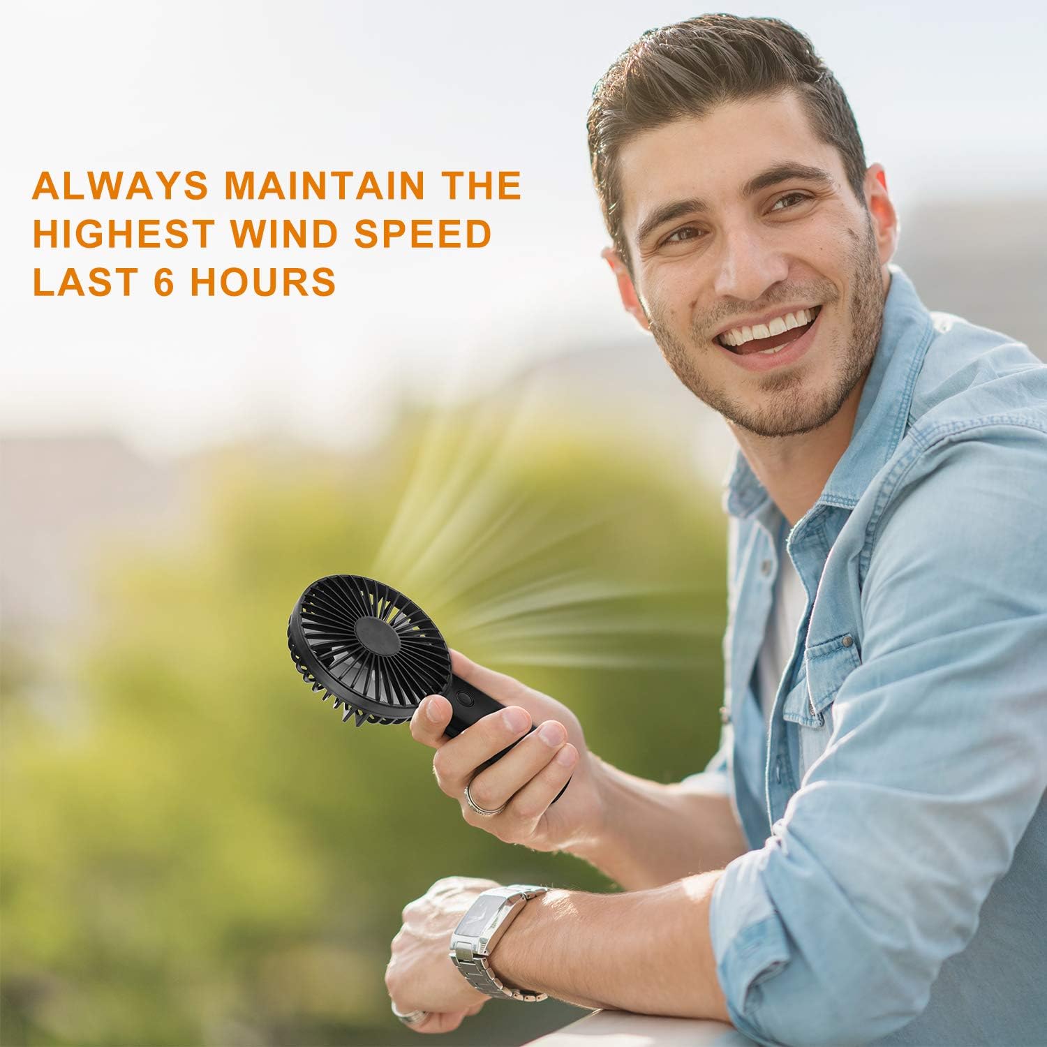 YunTuo Handheld Fan Battery Powered with 4400 mAh Rechargeable Battery - Image 5
