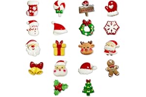 WELANE Lot de 50 breloques Slime de Noël, chapeau de Père Noël, bonhomme en pain d'épices en résine pour scrapbooking, coque 