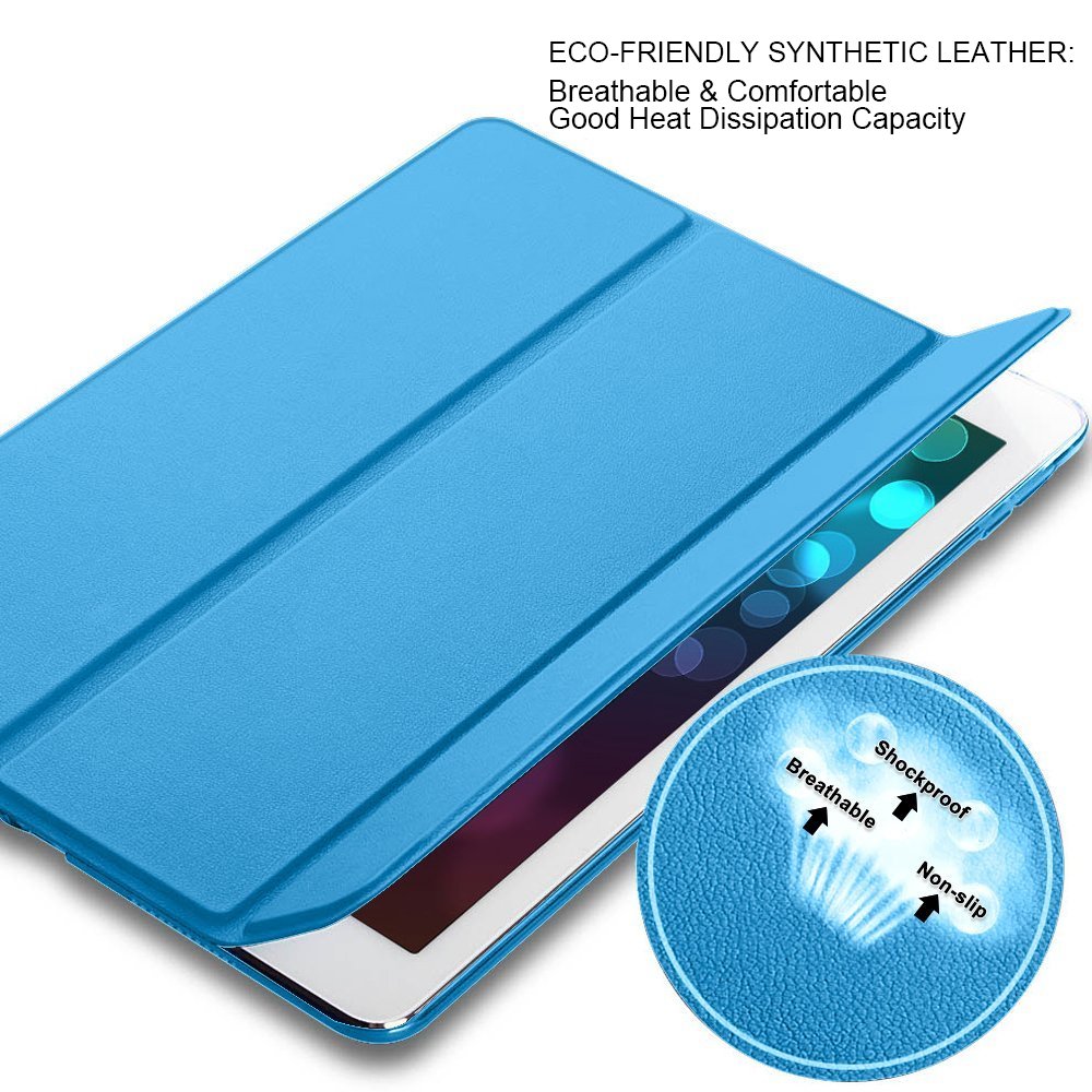 For iPad Pro 10.5 inch Cover Leather with Trifold Stand Shockproof Auto Sleep Wake Full Body Protective Light Slim Smart Tablet Case 2017 Sky Blue CAM-ULATA