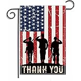 3Ply Thank You Veterans Day Garden Flags 12x18 Inch Patriotic Garden flag Memorial Day Garden Flag Yard Decor(Not included flagpole)