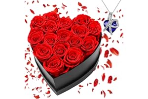 fcaylo Valentines Day Flowers Roses Gifts for Her,16pcs Red Forever Preserved Roses in Heart Shape Gift Box,Valentines Day Delivery Prime Gifts-Roses Gifts for Women,Mom