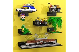 BlissBox 9-Pack Floating Shelves for Wall Compatible with Lego Building Bricks, 5x5.5inch Dual‑Sided 16x17 Studs for Toy Brick Storage and Display, ABS Display Shelves for Room Decor, Black