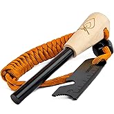 Texas Bushcraft Fire Starter - 3/8" Thick Ferro Rod with Striker and Paracord Wrist Lanyard &ndash; Waterproof Flint Fire Steel Survival Lighter for Your Camping, Hiking and Backpacking Gear