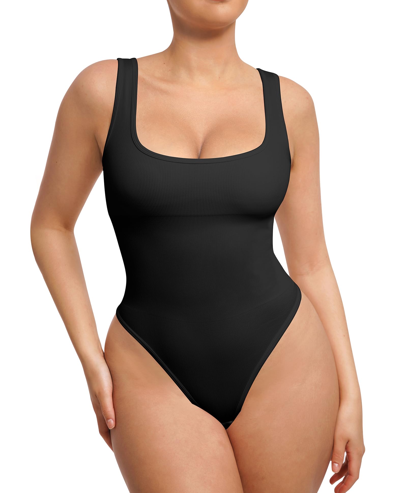 Photo 1 of FeelinGirl Thong Tummy Control Slimming Compression Bodysuit Women for Going Out Black XL/XXL