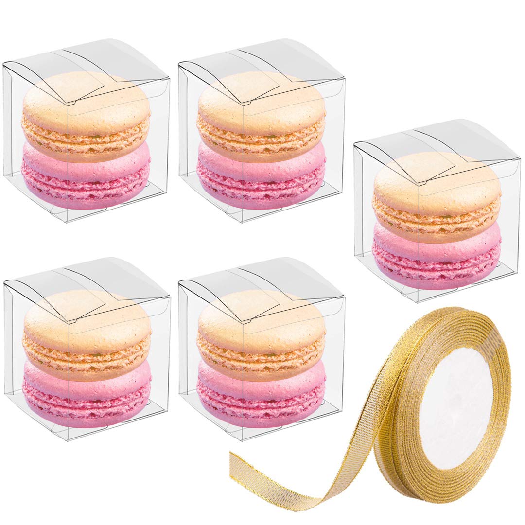 Photo 1 of JOERSH 2x2x2 Inches Clear Boxes for Favors with Gift Ribbons, 60 PCS Mini Transparent Cube Wedding Baby Shower Birthday Party Favor Boxes, Small Gifts Display Individual Macaron Box