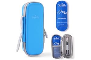 weefla Hard Shell Insulated Cooler Travel Case for Zepbound or Mounjaro Injector Pens, TSA Approved Cold Pack, Easy to Clean, Compact Syringe Box Holder for Trip & Daily Use (Blue, Single)