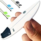 CRAFTED INGENUITY Finger Sliders 2026 VYBE Mini Surfboard, White Shortboard | Includes 3 Sets of Fins, Tri-Fins Finger Board, Blue, Green &amp; Black Fin Sets, Surfing Art Surfer Beach Decor, 13+