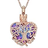 shajwo Heart Urn Ashes Necklace for Women Tree of Life Cremation Crystals Ash Pendant Loved One Memorial Jewelry