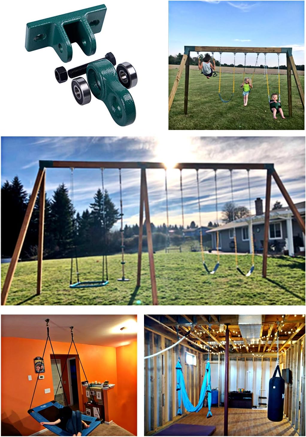 ABUSA Heavy Duty Black Swing Hangers Screws Bolts Included Over 5000 lb Capacity Playground Porch Yoga Seat Trapeze Wooden Sets Indoor Outdoor 2 Pack: Toys & Games