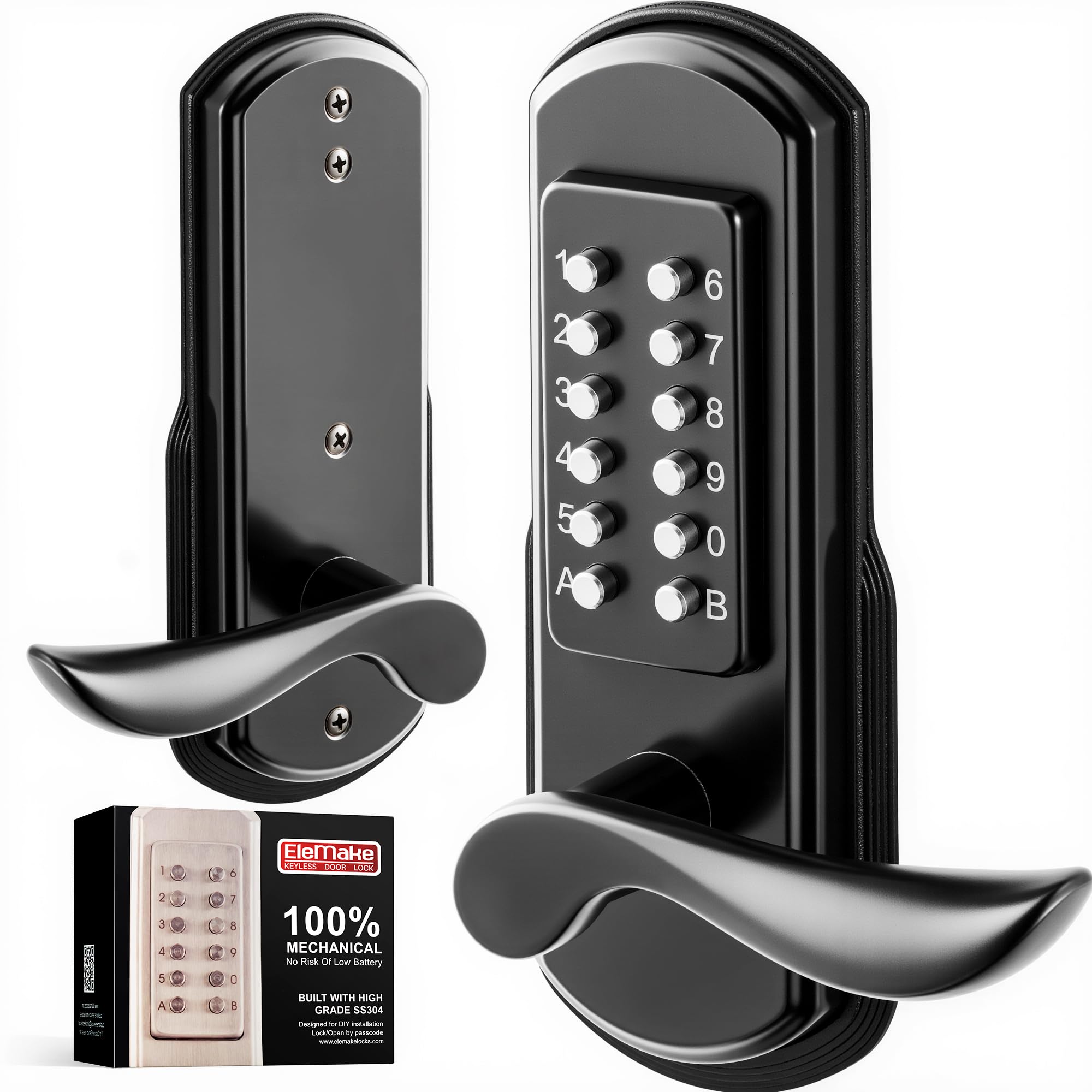 Photo 1 of Elemake Keyless Door Lock with Keypad, Right Handed Mechanical Door Lock, Security Combination Digital Stainless Steel 304 - Not a Deadbolt