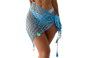 LDDCX Green Swimwear Cover Up Crochet Sarong,Sexy Fashion Beach Hand Crochet Shawl Capelet Fishnet Net Skirt.(SJJ42)