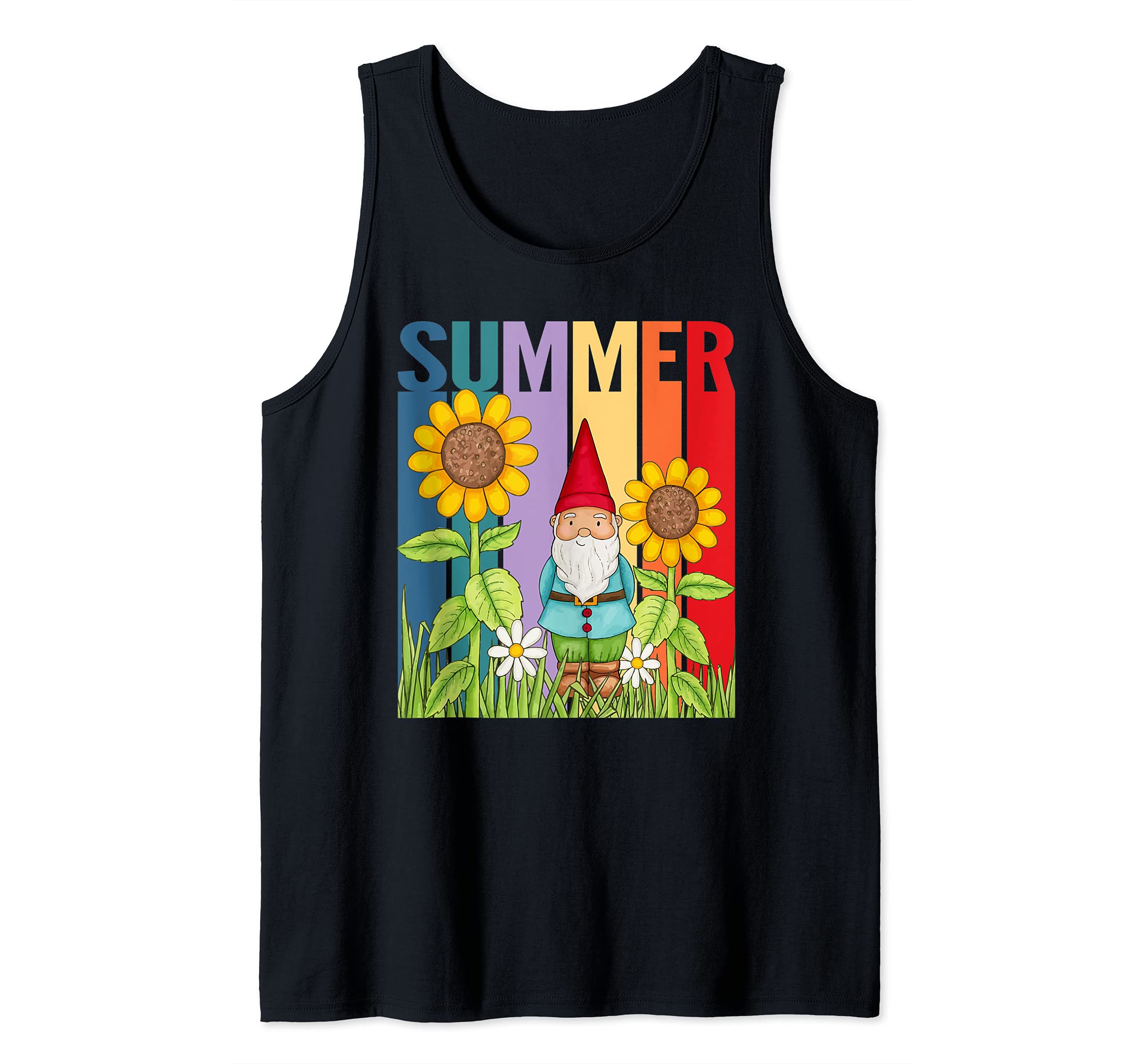 Summer Gnome and Sunflower Garden Tank Top