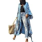 Chunoy Women Loose Long Flowy Open Front Kimono Cardigan Beach Wear Cover Up