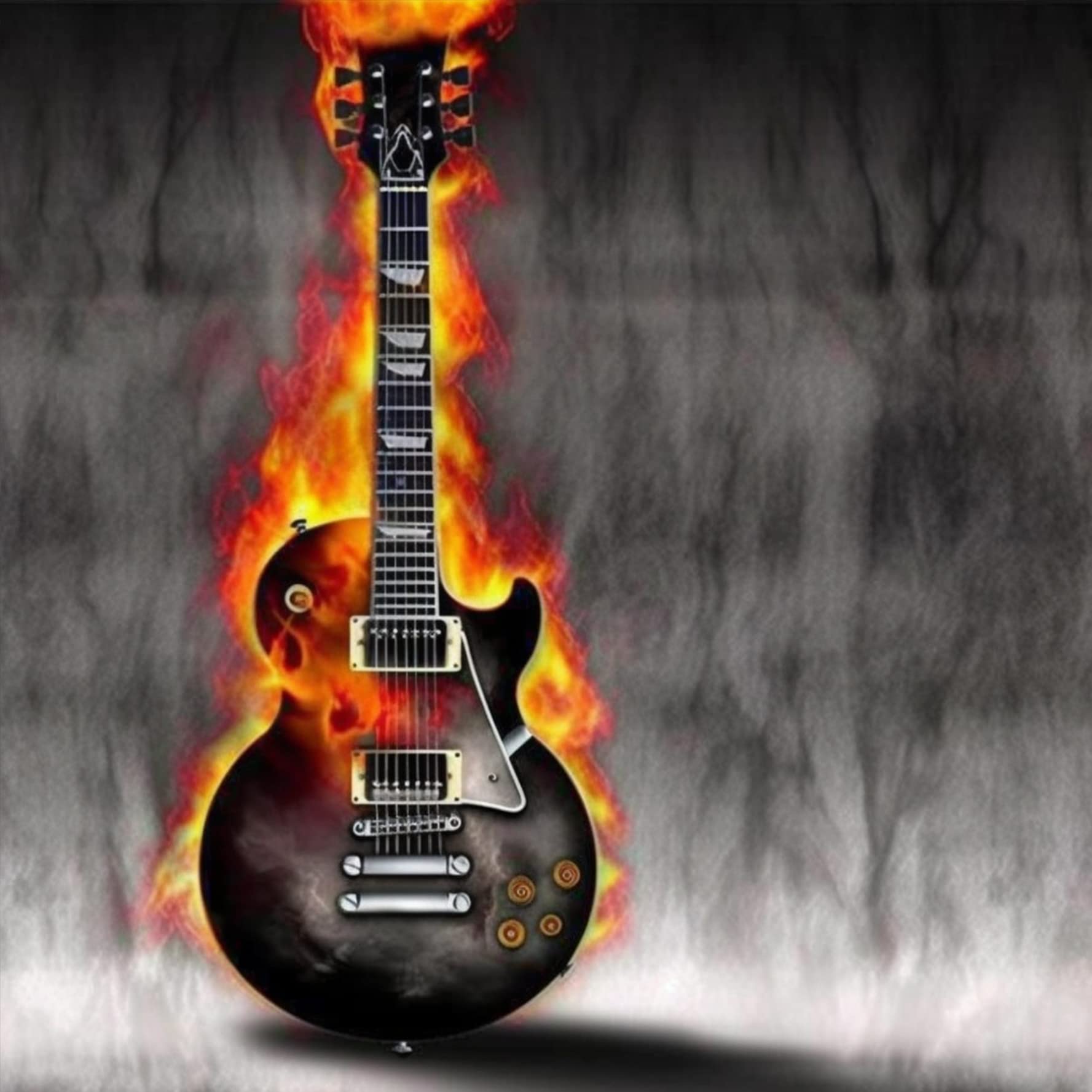 Bimkole 5D Diamond Painting Kits for Adults Guitar Fire, Full Drill Painting DIY Rhinestone Embroidery Set Paint Diamonds Art with by Number Kits Cross Stitch Home Wall Craft Decoration (16x16inch)