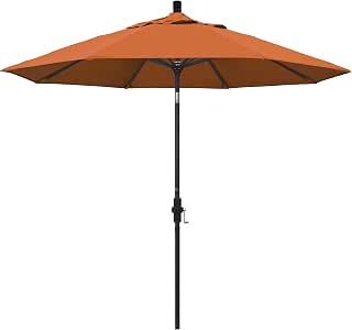 Amazon Com California Umbrella 9 Round Aluminum Market Umbrella Crank Lift Collar Tilt Black Pole Pacifica Tuscan Patio Umbrellas Garden Outdoor