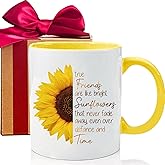 True Friends are Like Bright Sunflowers coffee mug, sunflower keychain, Funny Inspirational Sayings Mug Birthday Graduation Gifts for Women Mom BFF Sister Girl Friends Daughter Coworker-m64