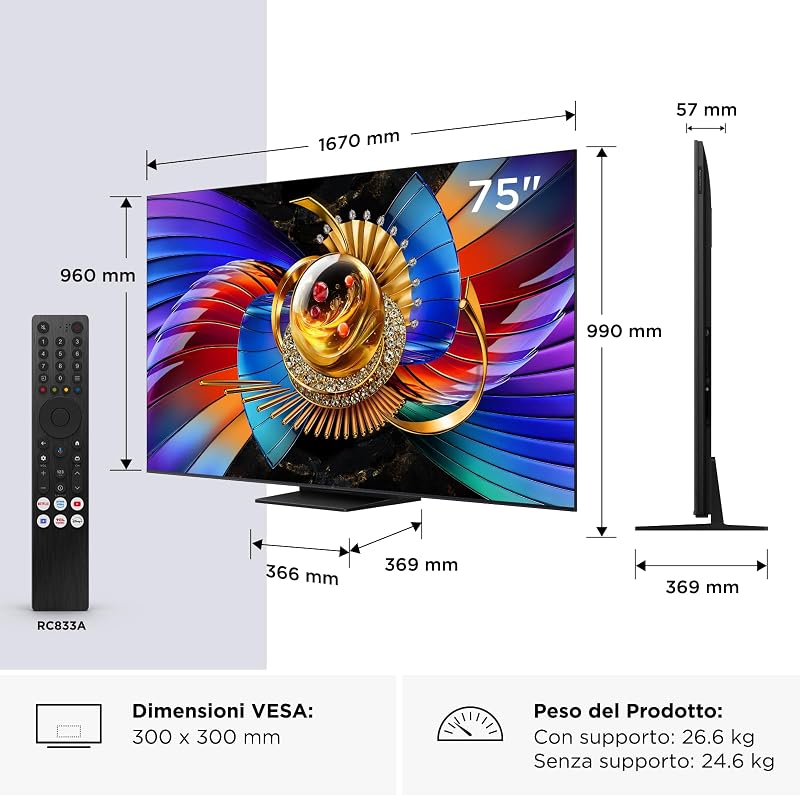 75Q7D Pro – Smart TV SQD‑Mini LED 4K HDR10+ da 75", 2.000nit