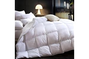 RIFENS 3D Baffle Box Real Down Comforter, 750 Fill-Power Ultra-Soft Down Duvet Insert, All Season White Feathers Down King Size Comforter, Medium Warm Bed Comforters, Fluffy and Cozy, 8 Corner Tabs- 106"X90"