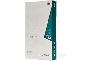 D'Addario VENN G2 Synthetic Clarinet Reeds - Bb Clarinet Reed with Advanced Synthetic Reed Construction of Polymer Fibers, Resin, Natural Cane - Strength 3.0