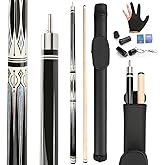 Kmise Pool Cue 58", Professional Maple Pool Cue Stick kit with Hard Case | 13mm Leather Tips | 6 Accessories | Low Deflection | Piano Paint Process |19 20 21oz (Selectable) Ready to Play for Adults