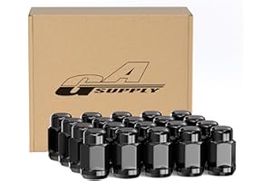 GAsupply 12x1.25 Lug Nuts Black, Closed End Bulge Acorn Lug Nuts Cone Seat 1.38" 35mm Tall 3/4" 19mm Hex, 20 Pack