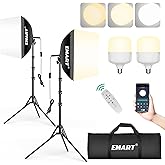 EMART Softbox Photography Lighting Kit, 16"x16" Pull Soft Box, 50W 3000K-6000K LED Bulb with Remote/APP Control, Professional Photoshoot Equipment for Studio Lights, Portrait, Video Recording(2 Pack)