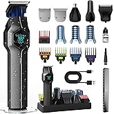 TRIMX Beard Trimmer for Men, Magnetic Snap-on Replacement Heads & Charging Dock, IPX7 Waterproof Cordless Hair Clippers, Mens Grooming Kits for Mustache/Body/Face/Ear/Nose, Gray
