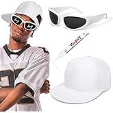 JcHrmers 2000s Hip Hop Costume Kit - Rapper Glasses, Rapper Cap & Y2K Sunglasses for 80s 90s Men Women Outfits