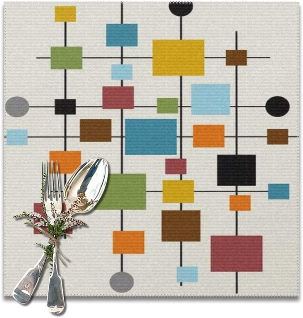 MINFUYAN Placemats Table Mats Placemat Set Of 6 MidCentury Modern Art