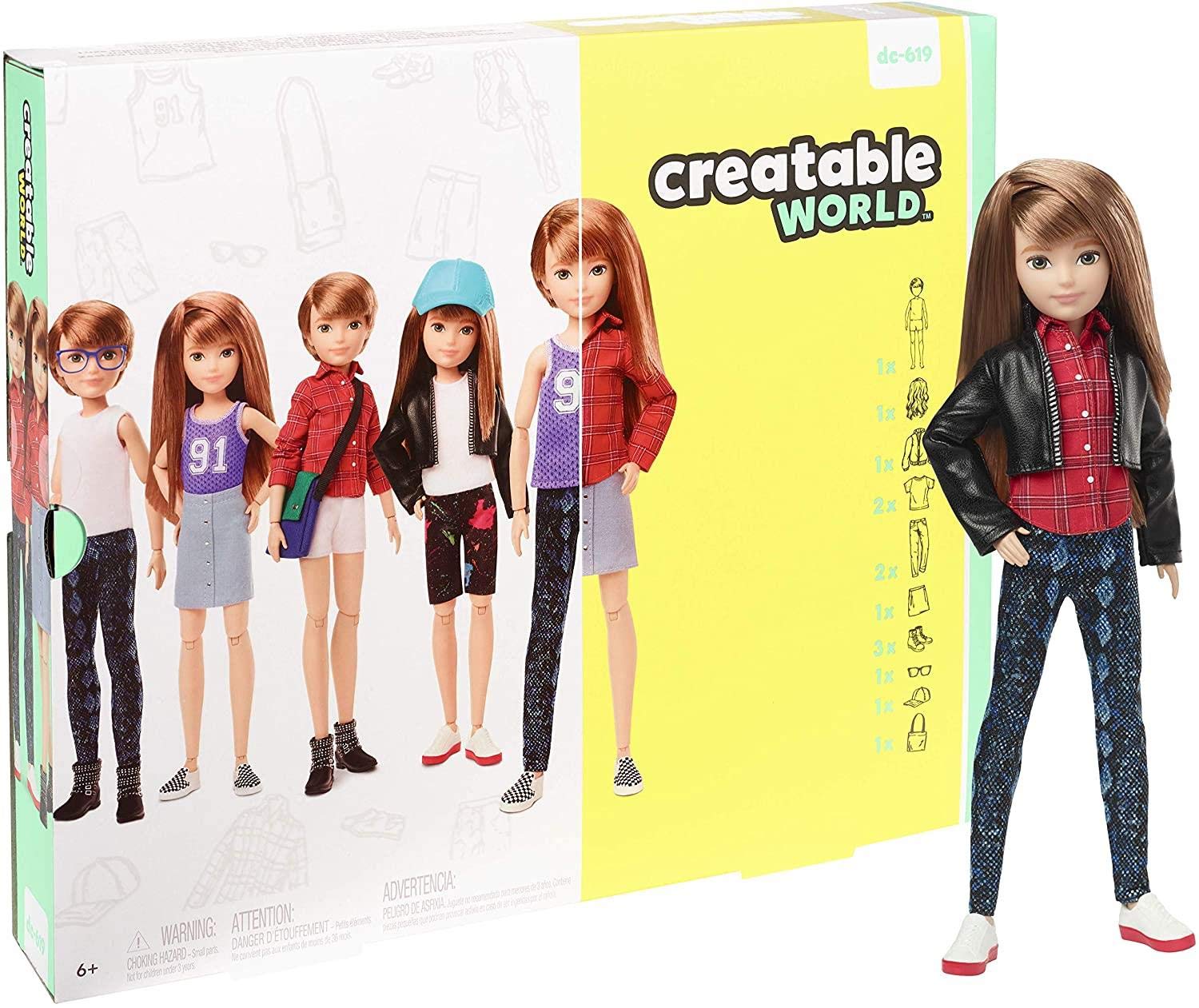 CREATABLE WORLD GGG53 Deluxe Character Kit Customisable Doll, Creative Play for All Kids 6 Years Old and Up, Copper Straight Hair