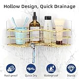 Menbyci 2 Pack Corner Shower Caddy Adhesive Shelf 8 Hooks Gold view 2