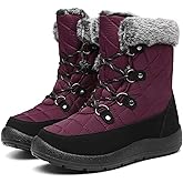 ZEENXIUYA Snow Boots Women Winter Warm Faux Fur Lined Womens Winter Boots Outdoor Cold Weather Women Waterproof Lightweight Non-Slip Snow Boot Red Size 10.5