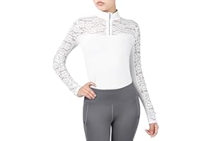 Harrison Howard Ladies Long Sleeve Lace Rider Top with Exquisite Lace Spliced Sleeves Slim Fit Show Shirt